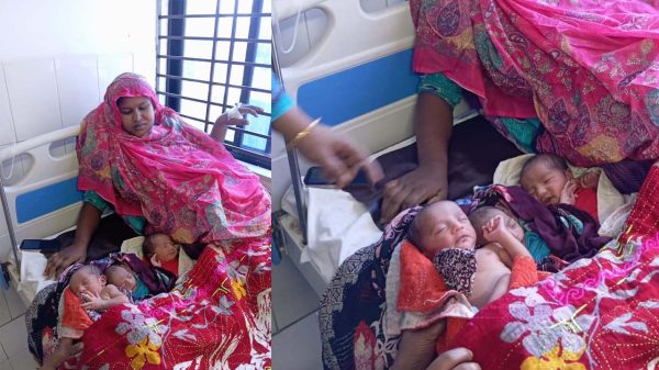 গোয়ালন্দে এক সাথে তিনটি সন্তানের জন্ম দিলেন গৃহবধূ আরজিনা বেগম