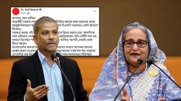 যে কারণে শেখ হাসিনাকে ‘এখনই’ ফিরতে বললেন আসিফ নজরুল
